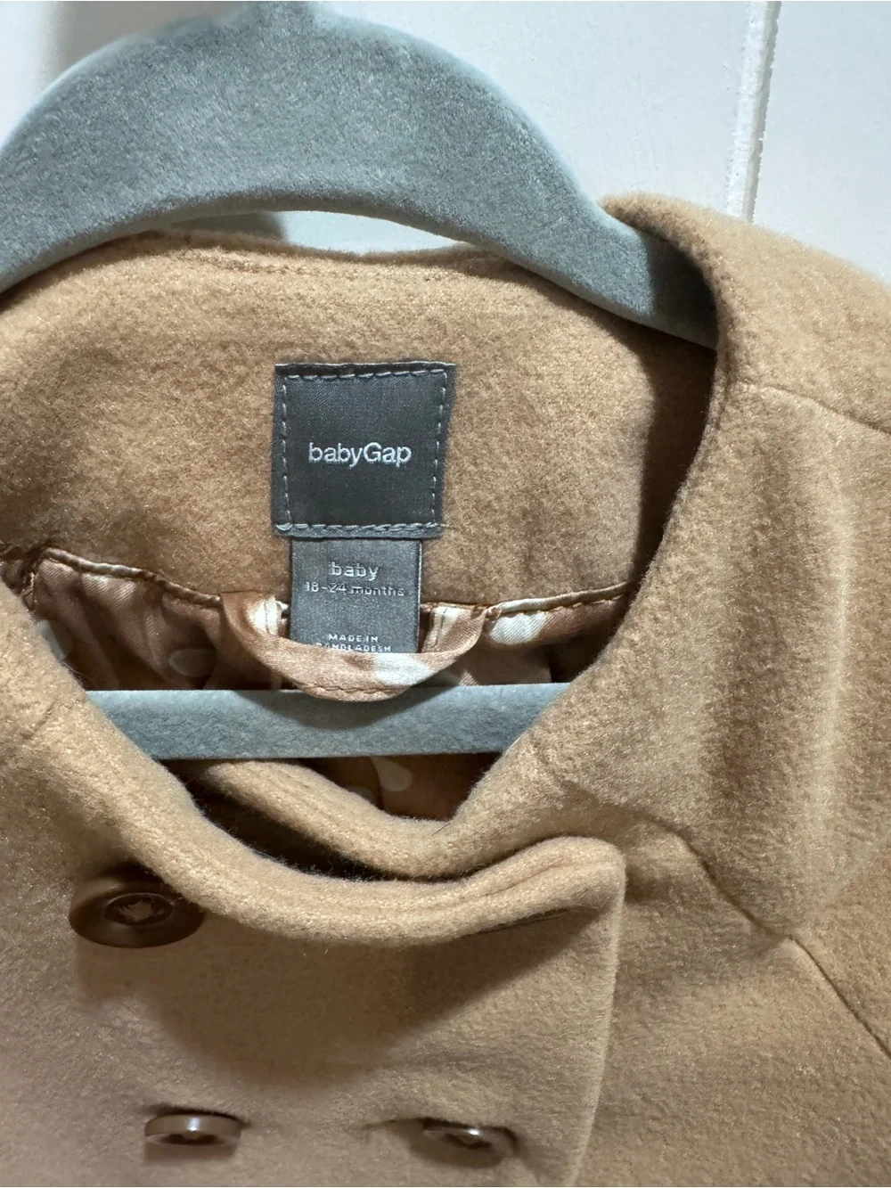 GAP Toddler Double-Breasted Bow-Back Coat - Camel